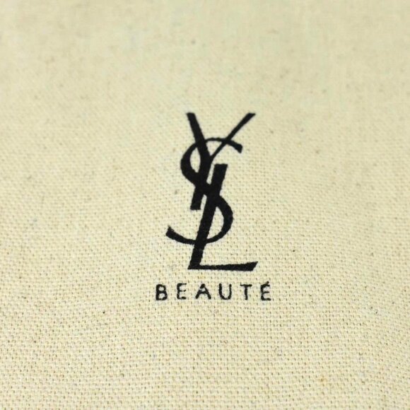 YSL Beige Cotton Drawstring Makeup Pouch Limited Edition Bag Yves Saint Laurent - Picture 5 of 7